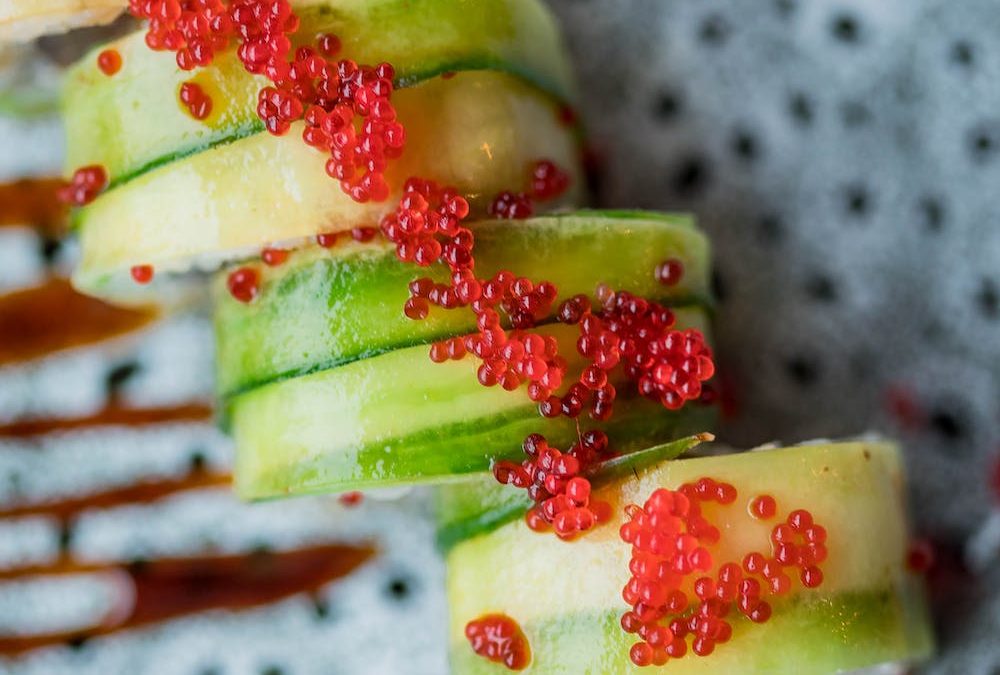 Steamed Asparagus with Salmon Roe