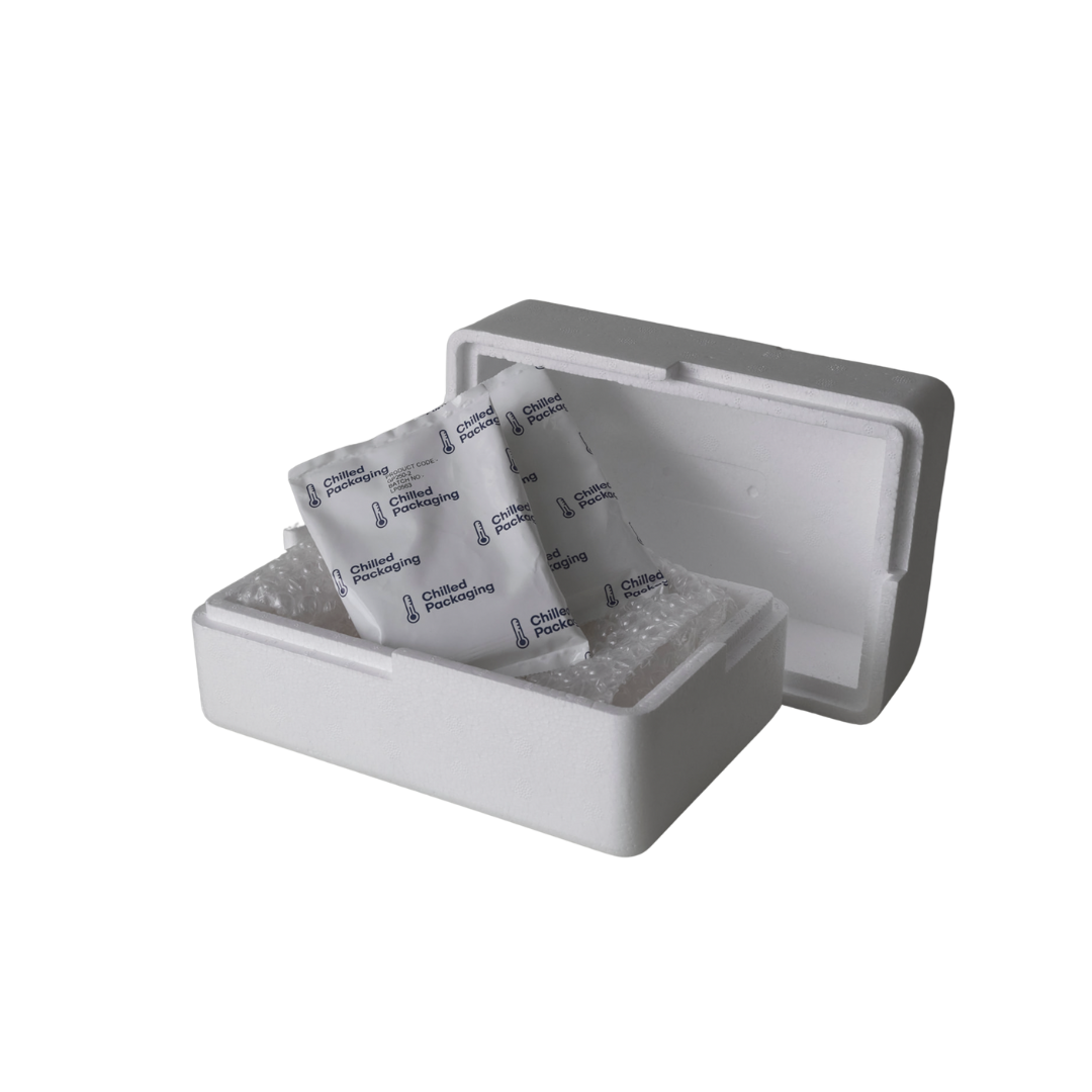 Medium Polystyrene box WITH FILLING, 1 kg Capacity